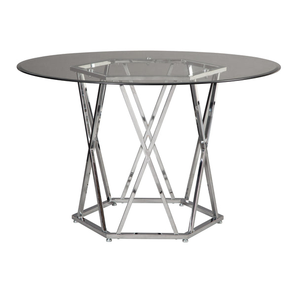 Signature Design by Ashley Round Madanere Dining Table with Glass Top and Pedestal Base ASY2497 IMAGE 1