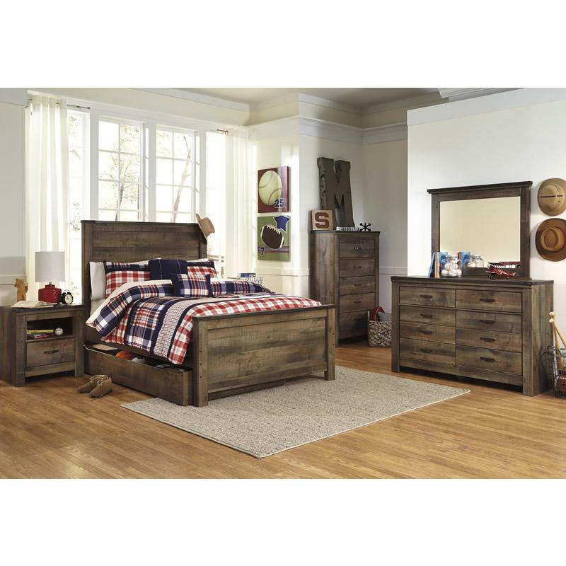 Signature Design by Ashley Trinell B446B9 Full Panel Bed with 1 Large Storage Drawer IMAGE 2