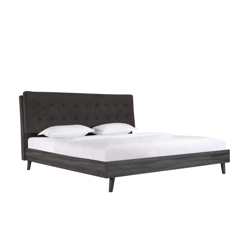  Mazin Furniture Saiya 1962DGK King Bed with Upholstered Headboard, Dark Grey IMAGE 2