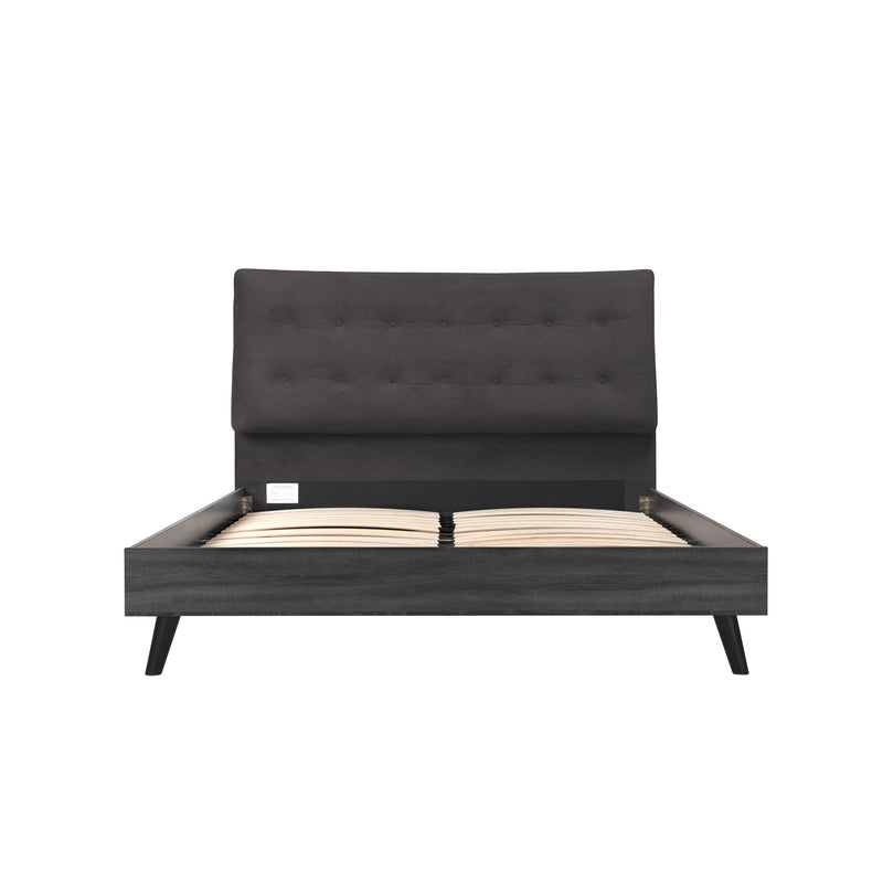  Mazin Furniture Saiya 1962DGQ Queen Bed with Upholstered Headboard, Dark Grey IMAGE 4