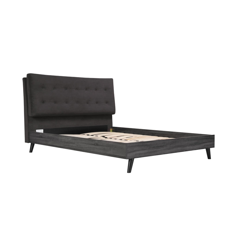  Mazin Furniture Saiya 1962DGQ Queen Bed with Upholstered Headboard, Dark Grey IMAGE 5