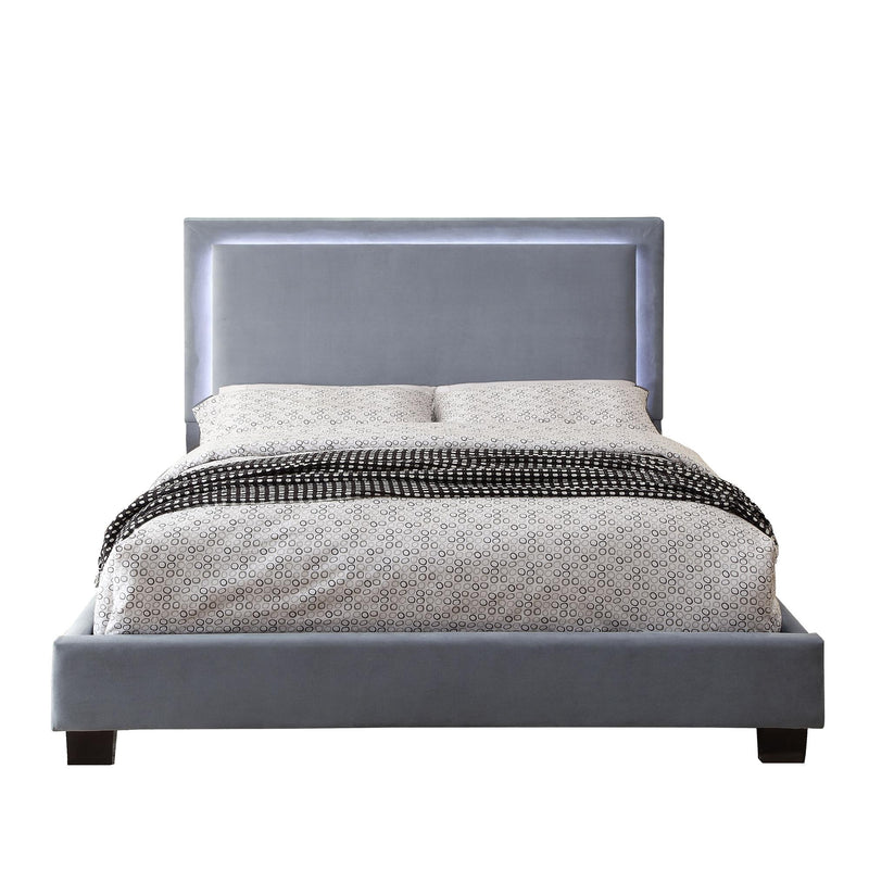  Mazin Furniture Lumina 1991GYK King Upholstered Platform Bed with LED Headboard IMAGE 1