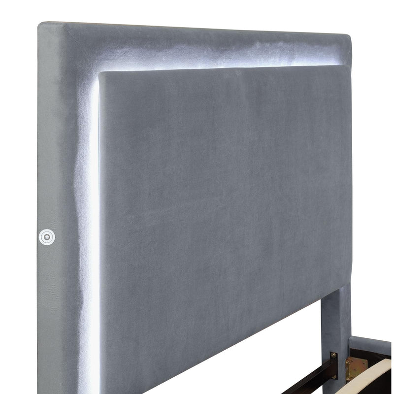  Mazin Furniture Lumina 1991GYQ Queen Upholstered Platform Bed with LED Headboard IMAGE 3