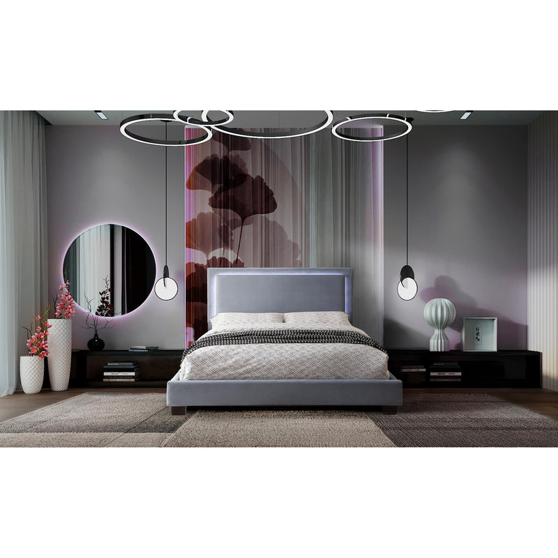  Mazin Furniture Lumina 1991GYQ Queen Upholstered Platform Bed with LED Headboard IMAGE 6