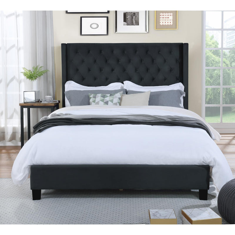  Mazin Furniture Deirdre 1992BKQ Queen Upholstered Platform Bed, Black IMAGE 5