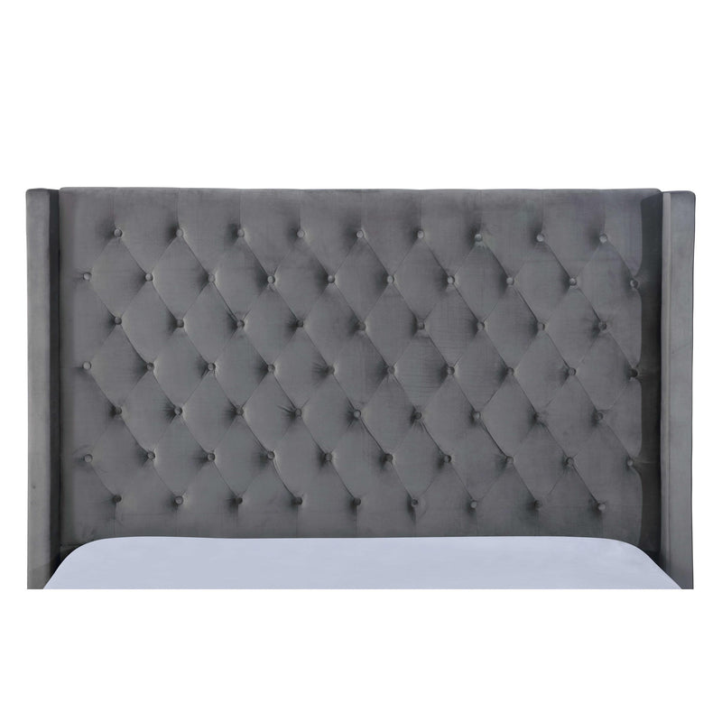  Mazin Furniture Deirdre 1992GYQ Queen Upholstered Platform Bed, Grey IMAGE 3