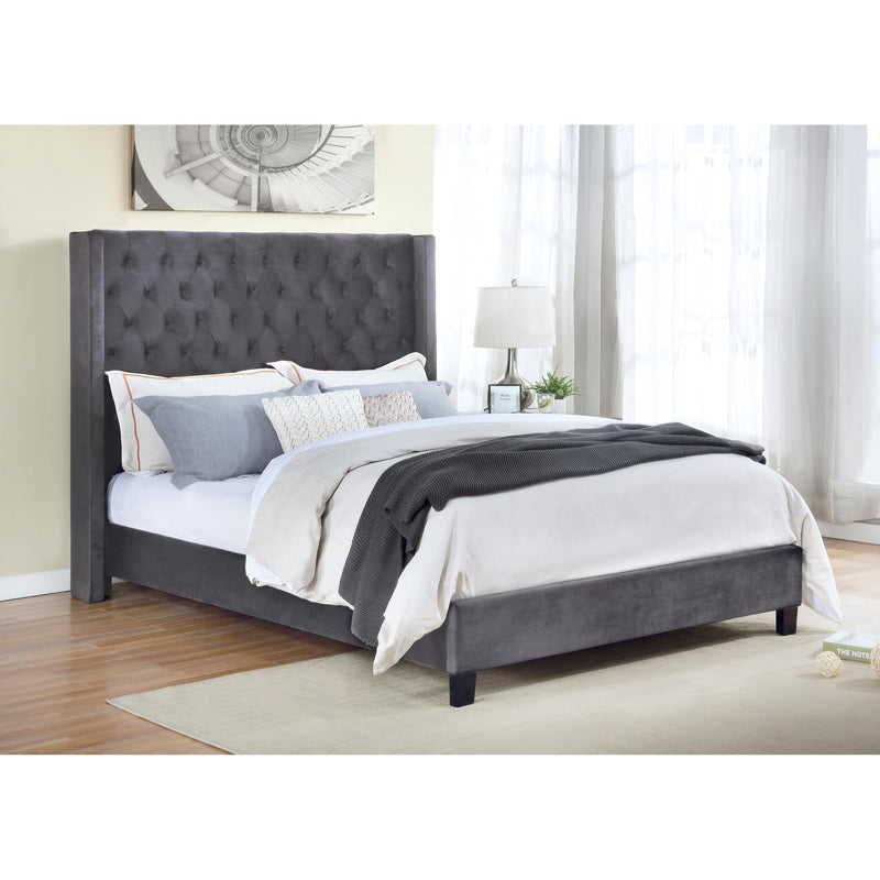  Mazin Furniture Deirdre 1992GYQ Queen Upholstered Platform Bed, Grey IMAGE 5