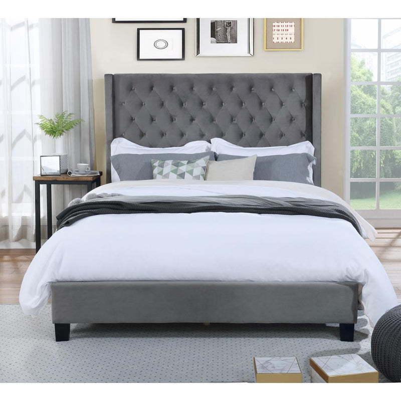 Mazin Furniture Deirdre 1992GYQ Queen Upholstered Platform Bed, Grey IMAGE 6