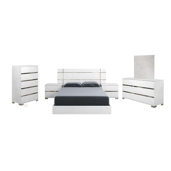  Mazin Furniture Dream DRBWHLT01 Queen Panel Bed, White Lacquer IMAGE 1