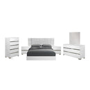  Mazin Furniture Dream DRBWHLT01FR Queen Rhombus Upholstered Bed, White Lacquer IMAGE 1