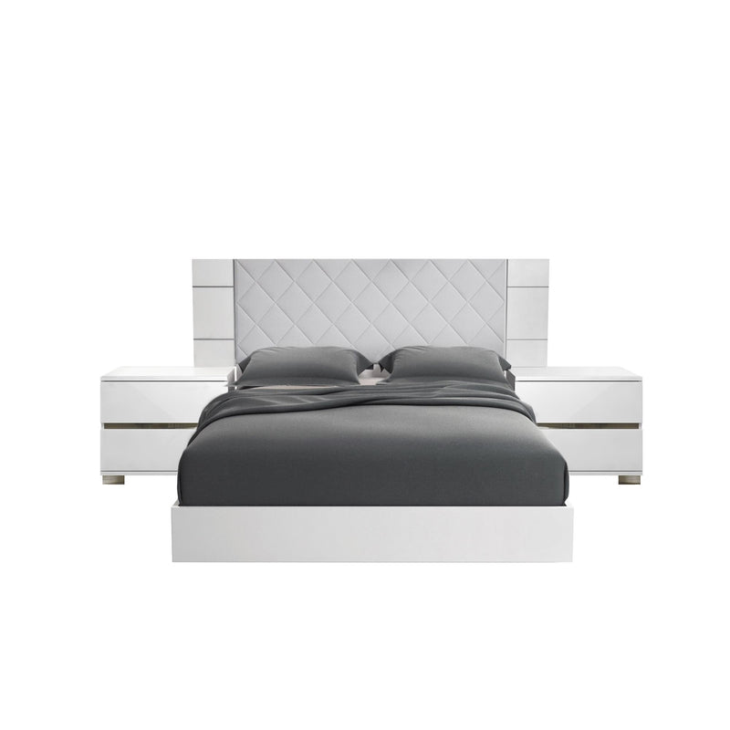  Mazin Furniture Dream DRBWHLT01FR Queen Rhombus Upholstered Bed, White Lacquer IMAGE 2