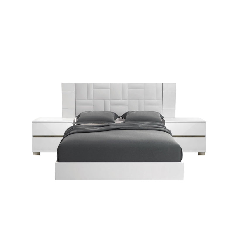  Mazin Furniture Dream DRBWHLT01GE Queen Geo Upholstered Bed, White Lacquer IMAGE 2