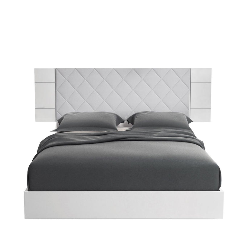  Mazin Furniture Dream DRBWHLT02FR King Rhombus Upholstered Bed, White Lacquer IMAGE 2