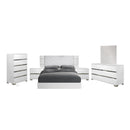  Mazin Furniture Dream DRBWHLT02GE King Geo Upholstered Bed, White Lacquer IMAGE 1