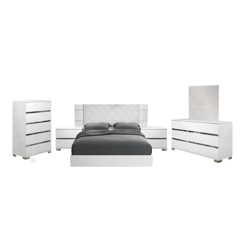  Mazin Furniture Dream DRBWHLT02GE King Geo Upholstered Bed, White Lacquer IMAGE 1
