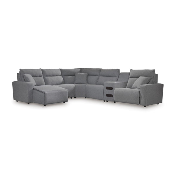  Signature Design by Ashley Modmax 65906S29 6 pc Reclining Sectional with Chaise and Audio Console IMAGE 1