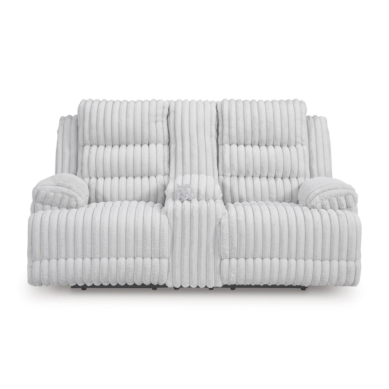  Signature Design by Ashley Rhines Falls PC4280496 Double Reclining Power Loveseat with Console IMAGE 3