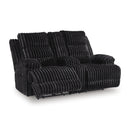  Signature Design by Ashley Rhine Falls PC4280596 Double Reclining Power Loveseat with Console IMAGE 1