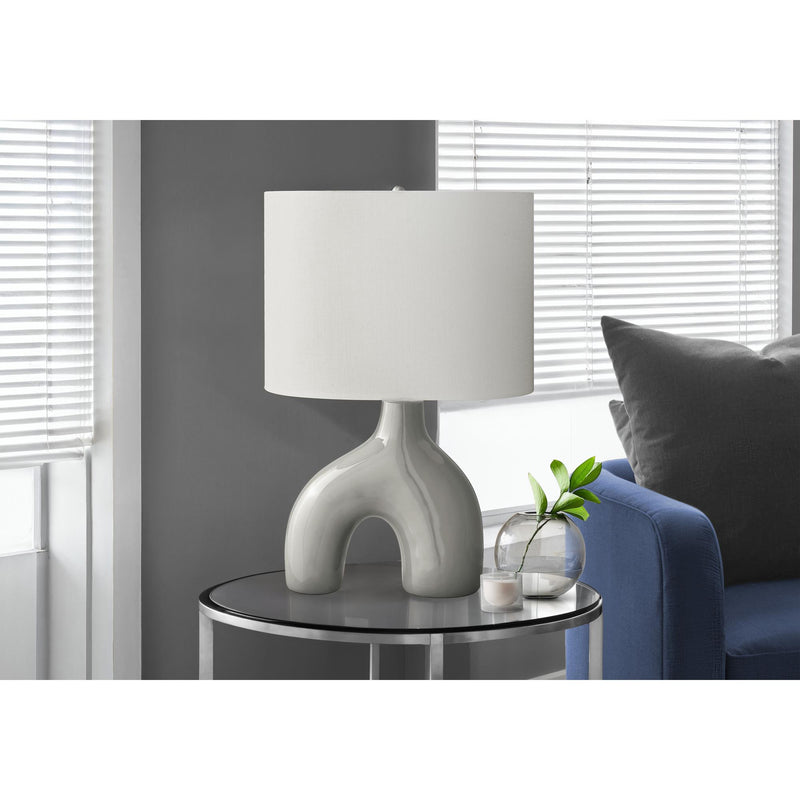  Monarch I 9661 25"H Table Lamp Grey Ceramic / Ivory Shade IMAGE 1