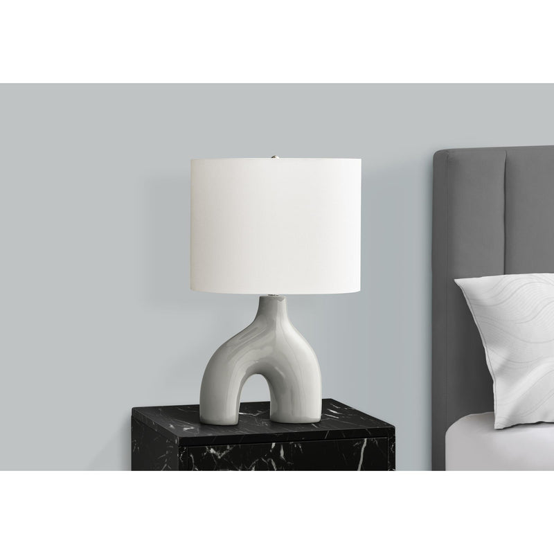  Monarch I 9661 25"H Table Lamp Grey Ceramic / Ivory Shade IMAGE 2