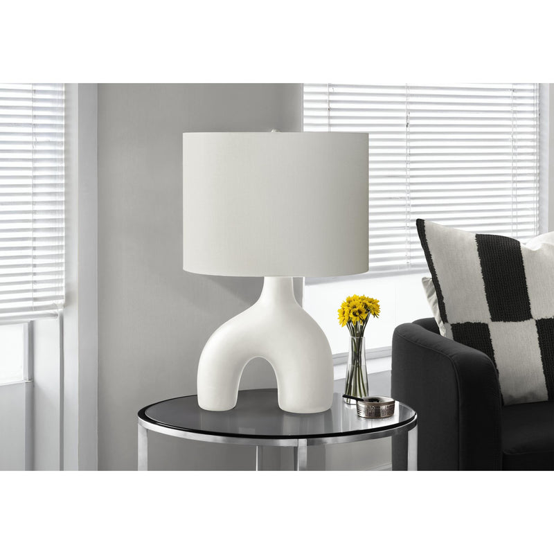  Monarch I 9665 25"H Table Lamp White Ceramic / Ivory Shade IMAGE 1
