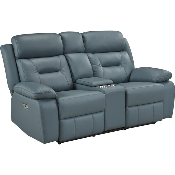  Mazin Furniture Laconia Power Reclining Leather Match Loveseat with Console 9629BGY-2PWC IMAGE 1