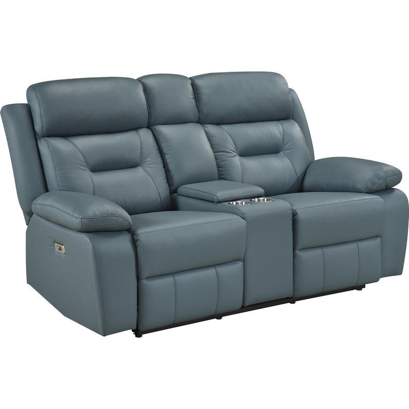  Mazin Furniture Laconia Power Reclining Leather Match Loveseat with Console 9629BGY-2PWC IMAGE 1