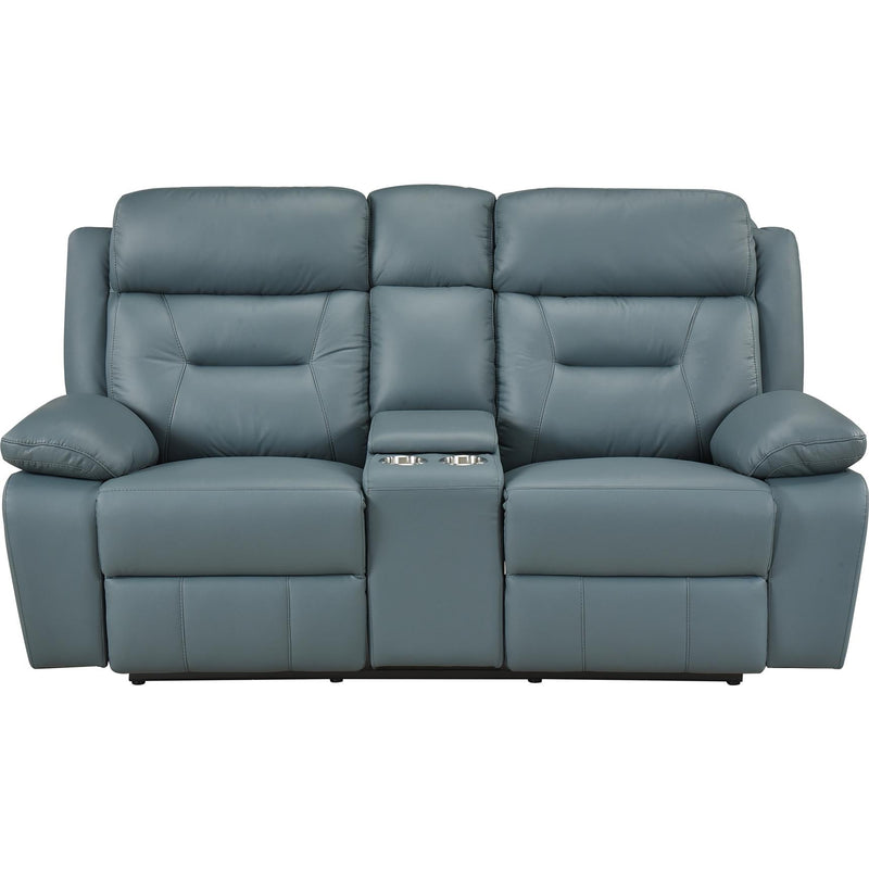  Mazin Furniture Laconia Power Reclining Leather Match Loveseat with Console 9629BGY-2PWC IMAGE 2