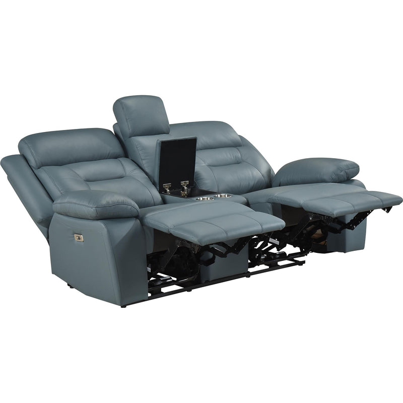  Mazin Furniture Laconia Power Reclining Leather Match Loveseat with Console 9629BGY-2PWC IMAGE 3