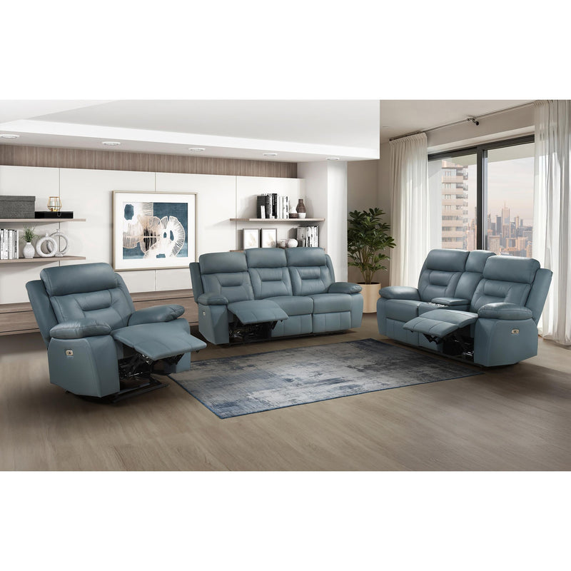  Mazin Furniture Laconia Power Reclining Leather Match Loveseat with Console 9629BGY-2PWC IMAGE 5