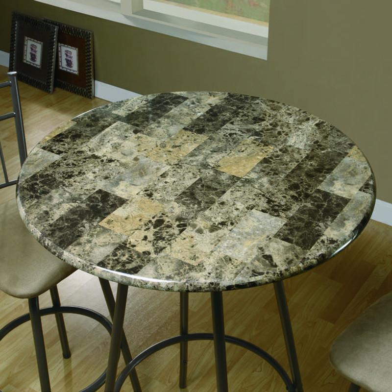 Monarch Round Mecca Pub Height Dining Table with Marble Top & Trestle Base M0332 IMAGE 2