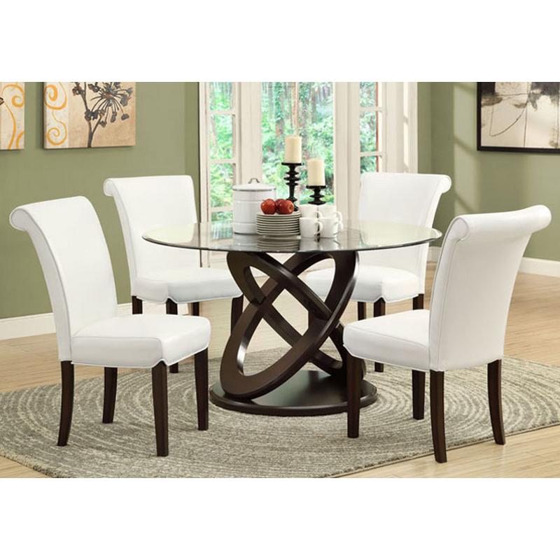 Monarch Round Dining Table with Glass Top & Trestle Base M0090 IMAGE 2