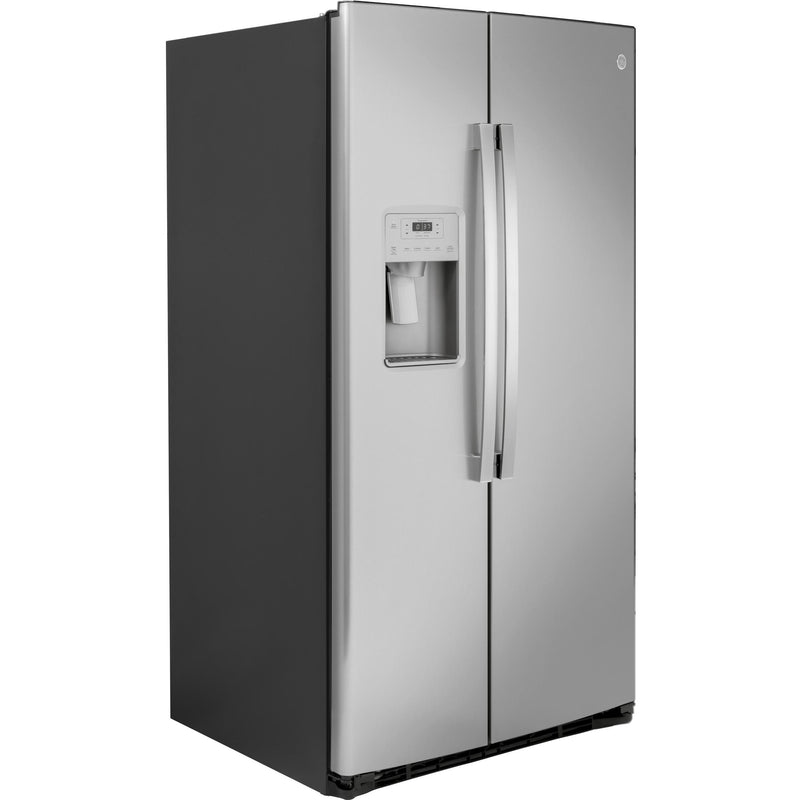 GE 36-inch, 25.1 cu.ft. Freestanding Side-by-Side Refrigerator with Water and Ice Dispensing System GSS25IYNFS IMAGE 2