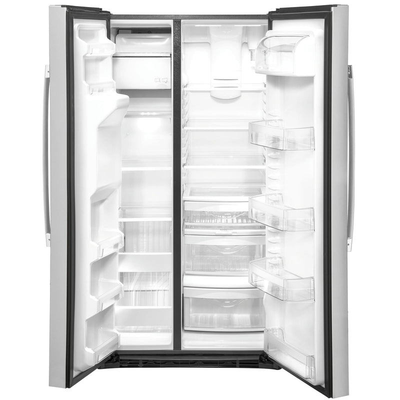 GE 36-inch, 25.1 cu.ft. Freestanding Side-by-Side Refrigerator with Water and Ice Dispensing System GSS25IYNFS IMAGE 3