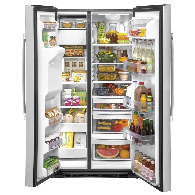 GE 36-inch, 25.1 cu.ft. Freestanding Side-by-Side Refrigerator with Water and Ice Dispensing System GSS25IYNFS IMAGE 4