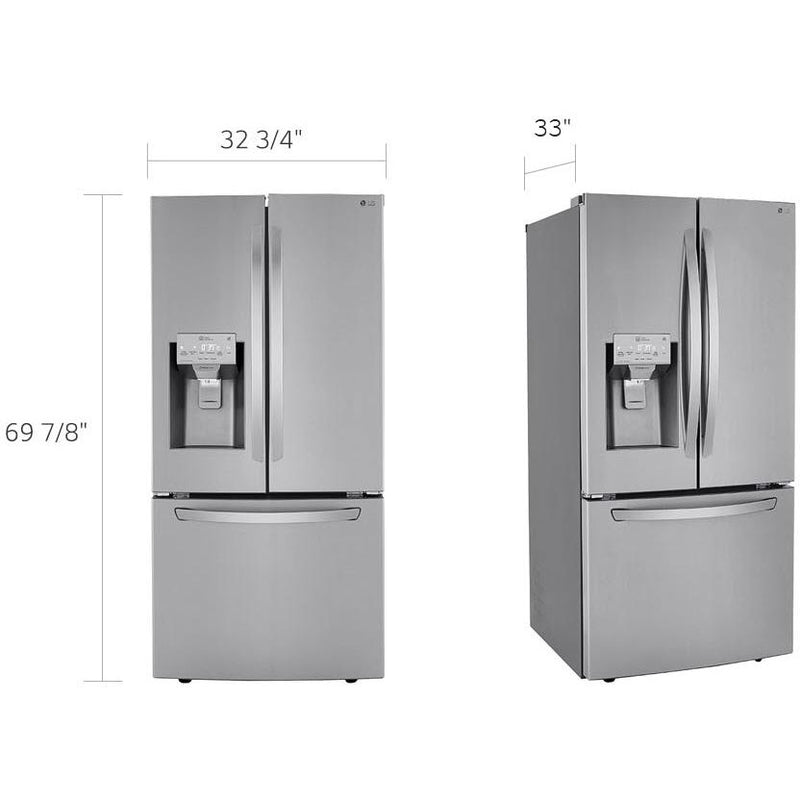 LG 33-inch, 24.5 cu.ft. French 3-Door Refrigerator with Water and Ice Dispensing System LRFXS2503S IMAGE 2