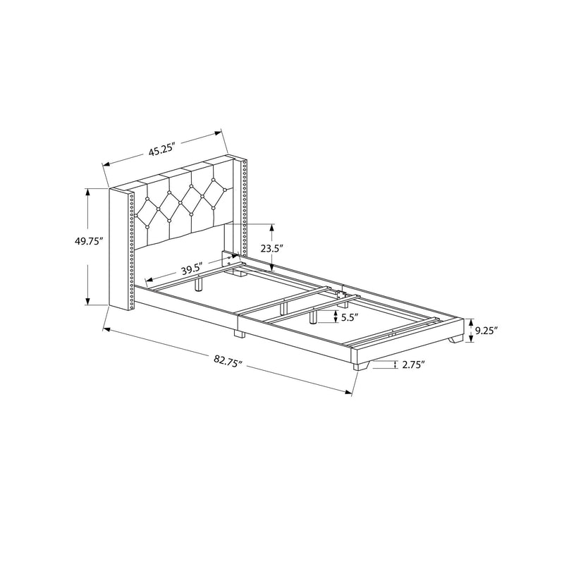 Monarch Twin Upholstered Platform Bed M0288 IMAGE 5