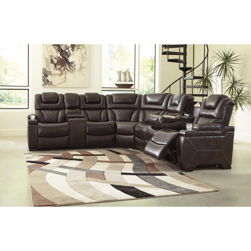 Signature Design by Ashley Warnerton Power Reclining Leather Look 3 pc Sectional ASY3211 IMAGE 3