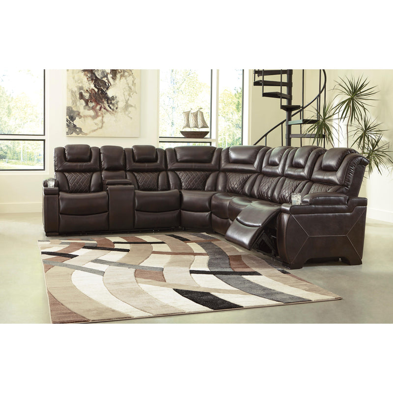 Signature Design by Ashley Warnerton Power Reclining Leather Look 3 pc Sectional ASY3211 IMAGE 4