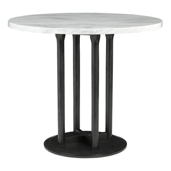 Signature Design by Ashley Round Centiar Counter Height Dining Table with Marble Top and Pedestal Base ASY0914 IMAGE 1