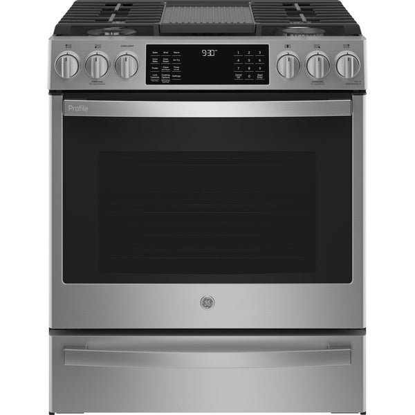 GE Profile 30-inch Slide-In Gas Range with Wi-Fi Connect PCGS930YPFS IMAGE 1