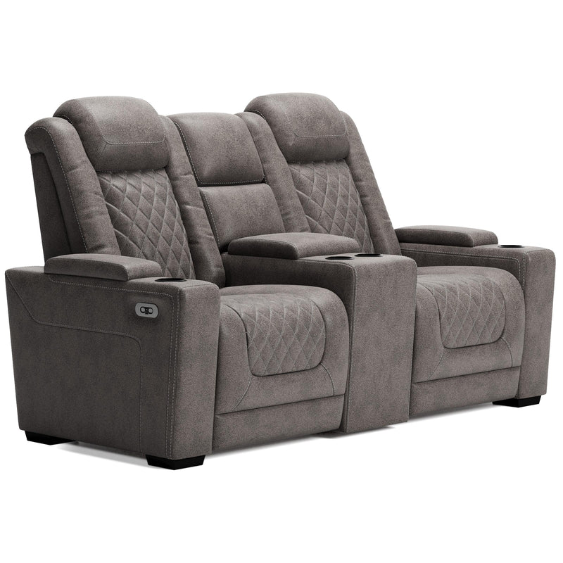 Signature Design by Ashley HyllMont Power Reclining Leather Look Loveseat 175721 IMAGE 2