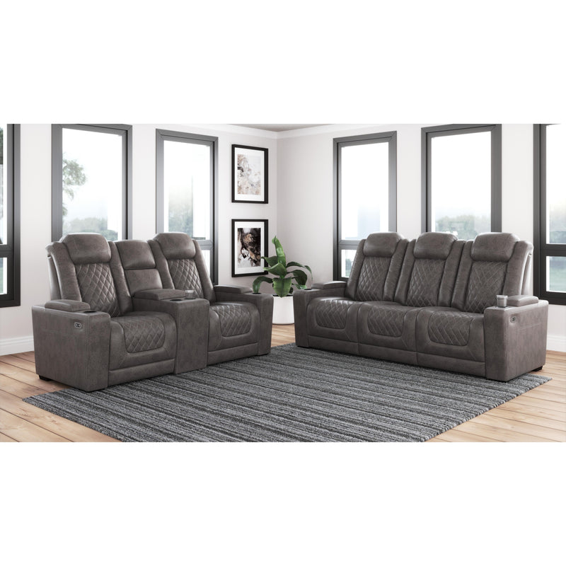 Signature Design by Ashley HyllMont Power Reclining Leather Look Loveseat 175721 IMAGE 8