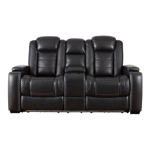 Signature Design by Ashley Party Time Power Reclining Leather Look Loveseat 177646 IMAGE 1