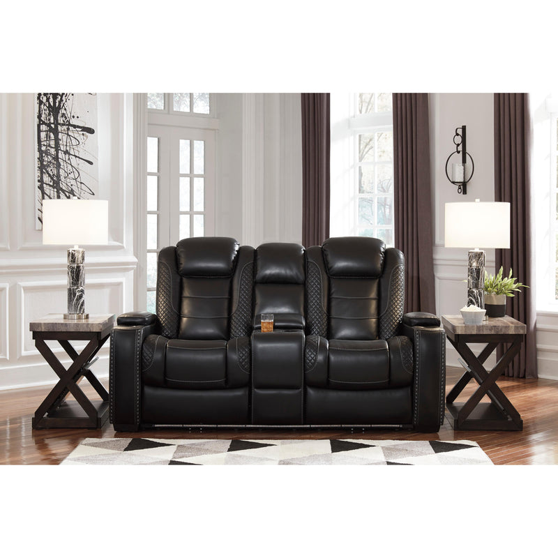 Signature Design by Ashley Party Time Power Reclining Leather Look Loveseat 177646 IMAGE 4
