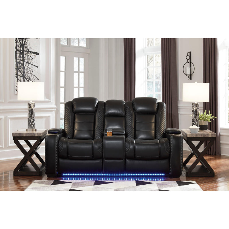 Signature Design by Ashley Party Time Power Reclining Leather Look Loveseat 177646 IMAGE 5