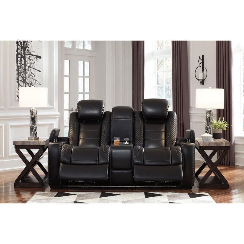 Signature Design by Ashley Party Time Power Reclining Leather Look Loveseat 177646 IMAGE 6