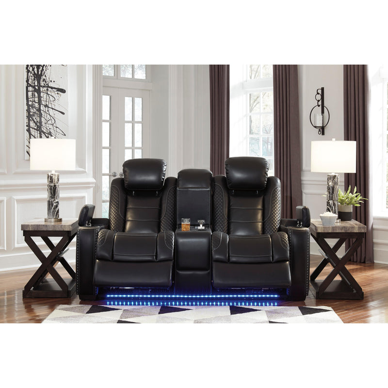Signature Design by Ashley Party Time Power Reclining Leather Look Loveseat 177646 IMAGE 7